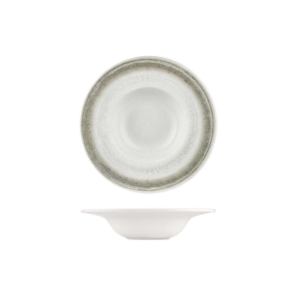 Turgla Ephyra dia.9.75Inch  h:2Inch  14 oz. Round Gray Vitrified Deep Plate SKU: T-EPHGT25CK-6