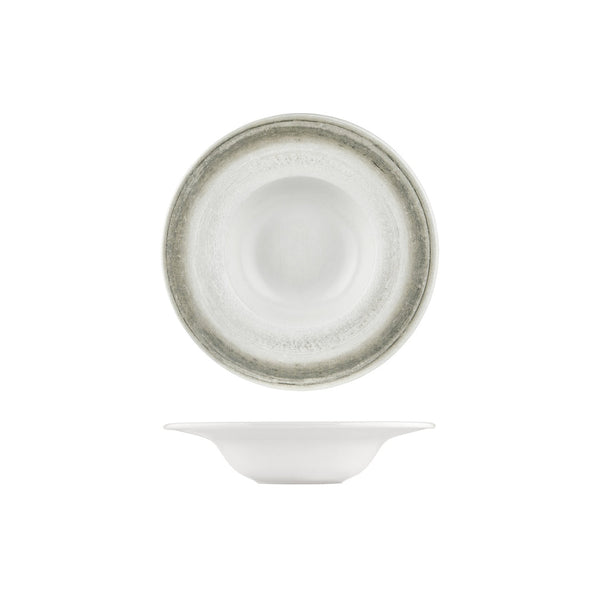 Turgla Ephyra dia.9.75Inch  h:2Inch  14 oz. Round Gray Vitrified Deep Plate SKU: T-EPHGT25CK-6