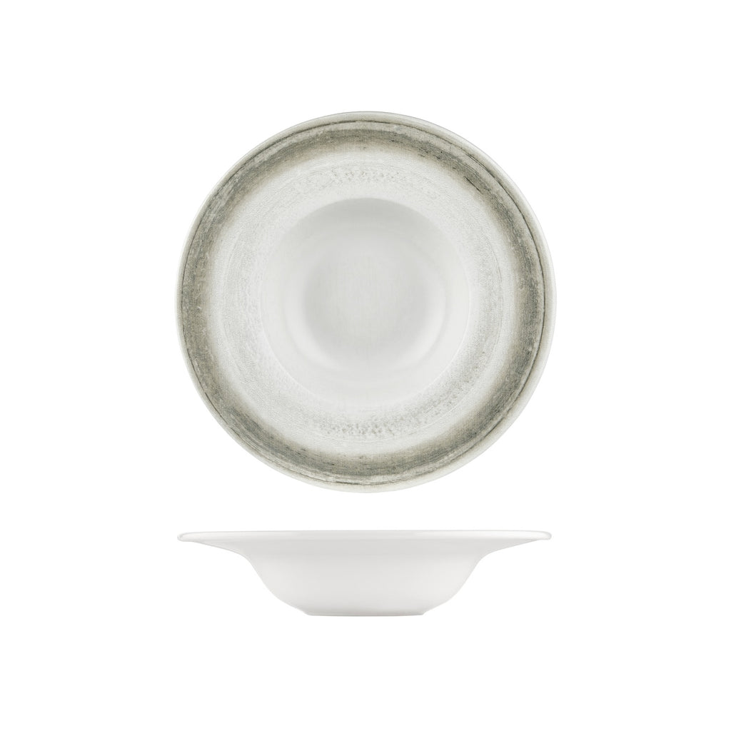 Turgla Ephyra dia.11Inch  h:2.25Inch  16 oz. Round Gray Vitrified Deep Plate SKU: T-EPHGT28CK-6