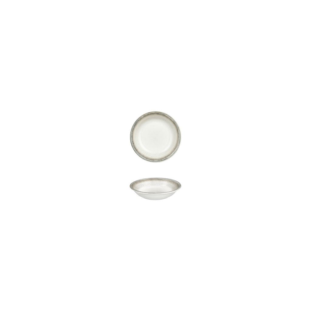 Turgla Ephyra dia.3.5Inch  h:0.75Inch  2 oz. Round Gray Vitrified Deep Plate SKU: T-EPHZT09CK-24