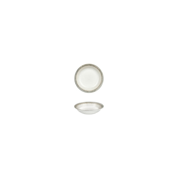 Turgla Ephyra dia.3.5Inch  h:0.75Inch  2 oz. Round Gray Vitrified Deep Plate SKU: T-EPHZT09CK-24