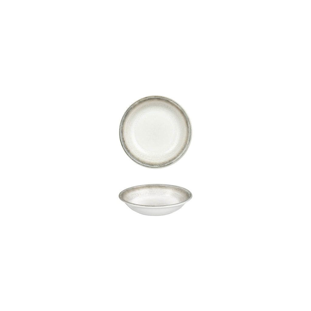 Turgla Ephyra dia.5Inch  h:1Inch  5 oz. Round Gray Vitrified Deep Plate SKU: T-EPHZT13CK-24