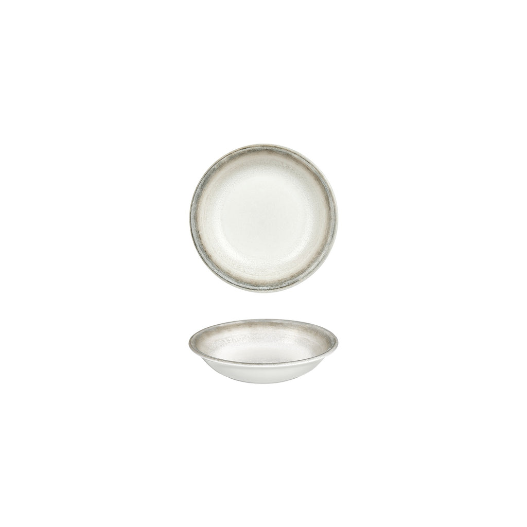 Turgla Ephyra dia.6Inch  h:1.25Inch  7 oz. Round Gray Vitrified Deep Plate SKU: T-EPHZT15CK-24