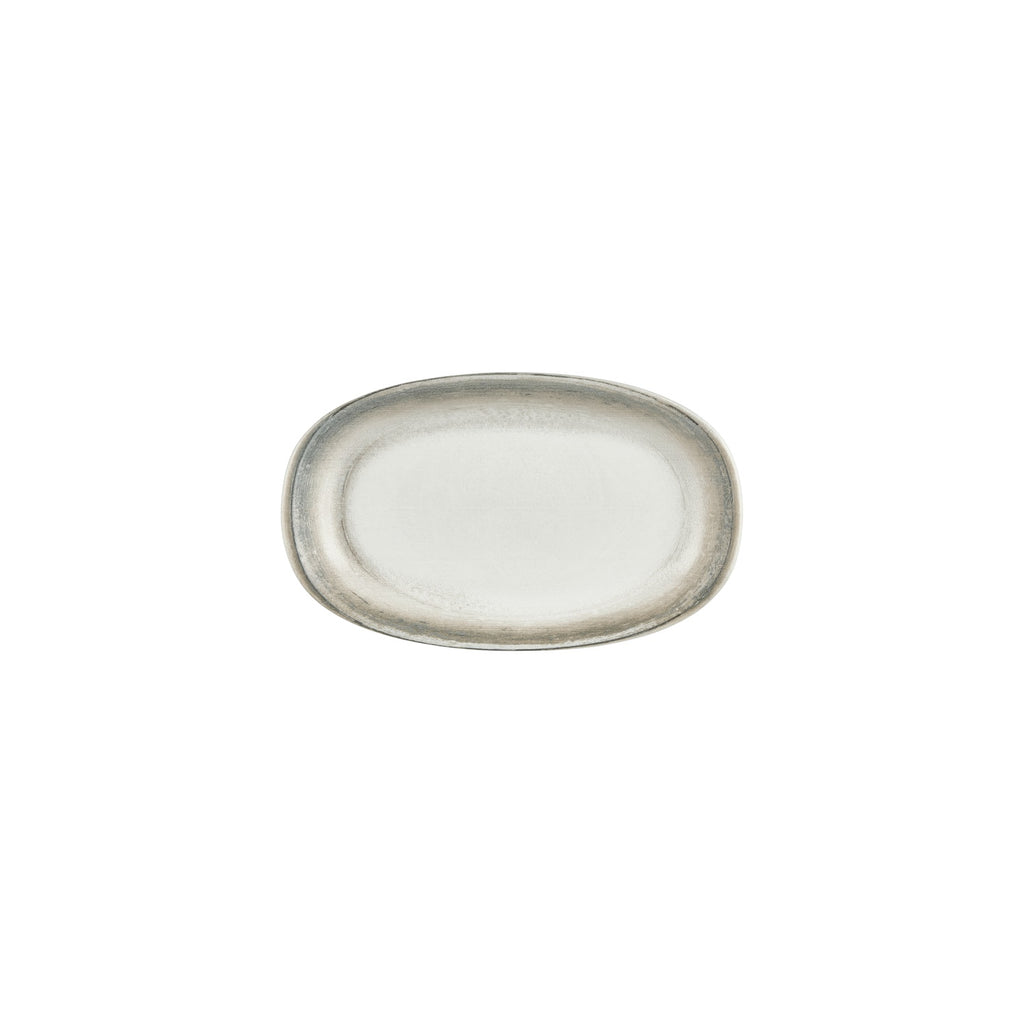 Turgla Ephyra 9.5Inch  x 5.75Inch  x h:1Inch  Oval Gray Vitrified Platter SKU: T-EPHZT24OV-12