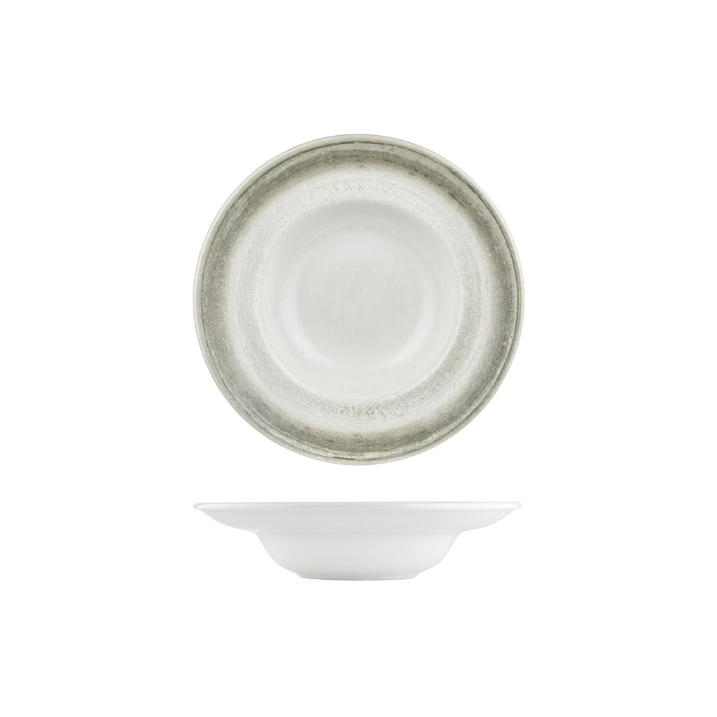 Turgla Ephyra dia.9.75Inch  h:2.25Inch  14 oz. Round Gray Vitrified Deep Plate SKU: T-EPHZT25CK-6