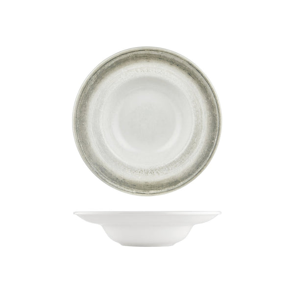 Turgla Ephyra dia.10.75Inch  h:2.5Inch  17 oz. Round Gray Vitrified Deep Plate SKU: T-EPHZT27CK-6