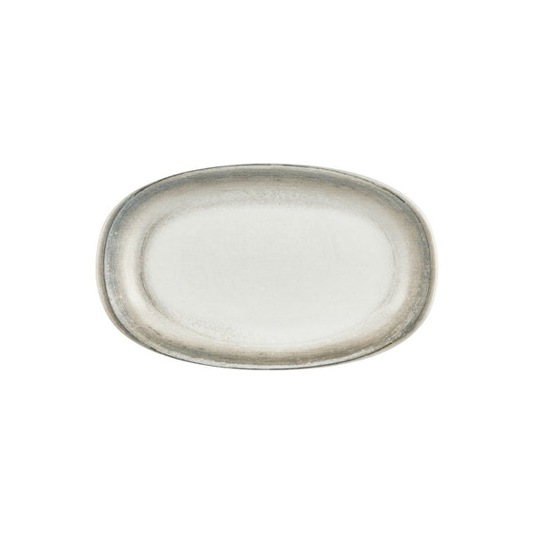 Turgla Ephyra 13.5Inch  x 8Inch  x h:1.5Inch  Oval Gray Vitrified Platter SKU: T-EPHZT34OV-6