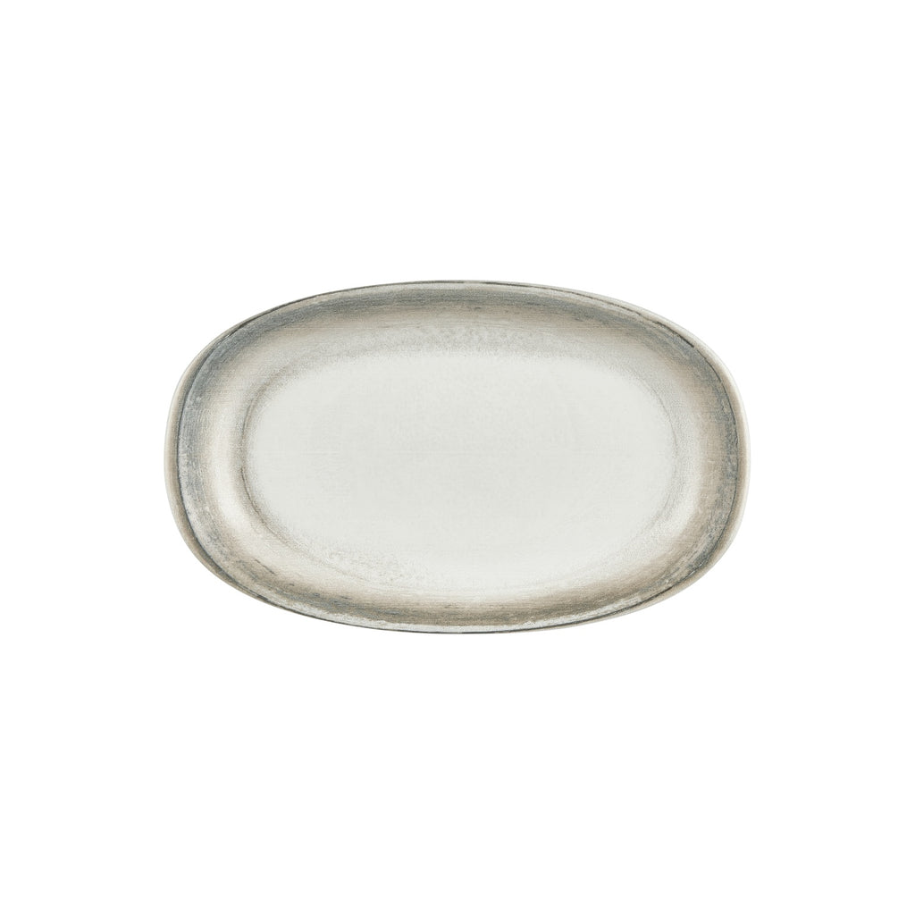 Turgla Ephyra 13.5Inch  x 8Inch  x h:1.5Inch  Oval Gray Vitrified Platter SKU: T-EPHZT34OV-6