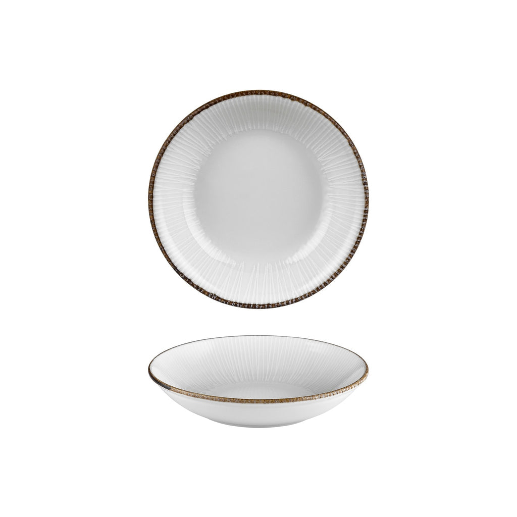 Turgla Grace dia.9Inch  h:1.75Inch  34 oz. Round Brown Vitrified Deep Plate SKU: T-GREFL23CK-6