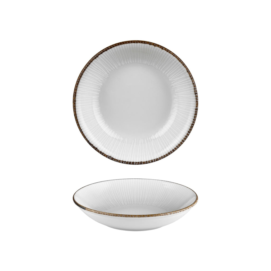 Turgla Grace dia.9.75Inch  h:2Inch  44 oz. Round Brown Vitrified Deep Plate SKU: T-GREFL25CK-6