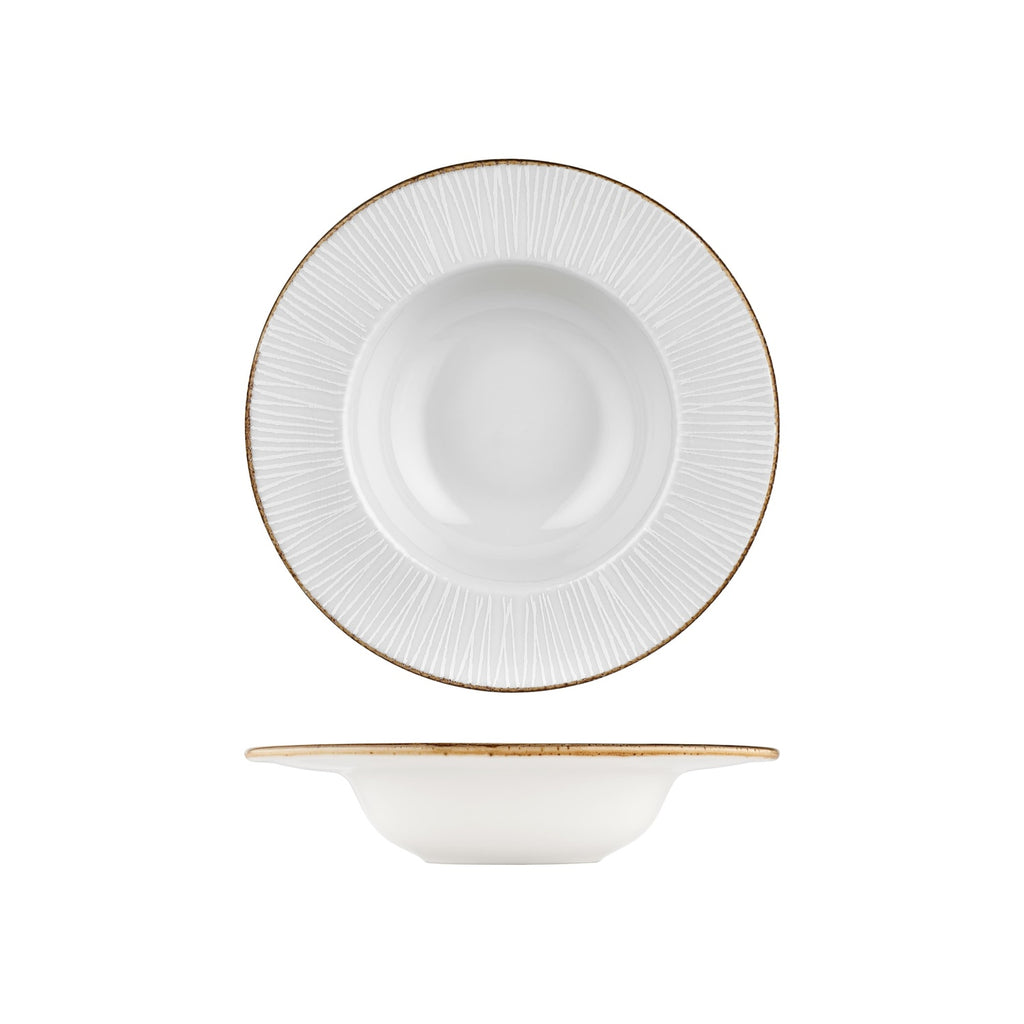Turgla Grace dia.11Inch  h:2.25Inch  16 oz. Round Brown Vitrified Deep Plate SKU: T-GREGT28CK-6