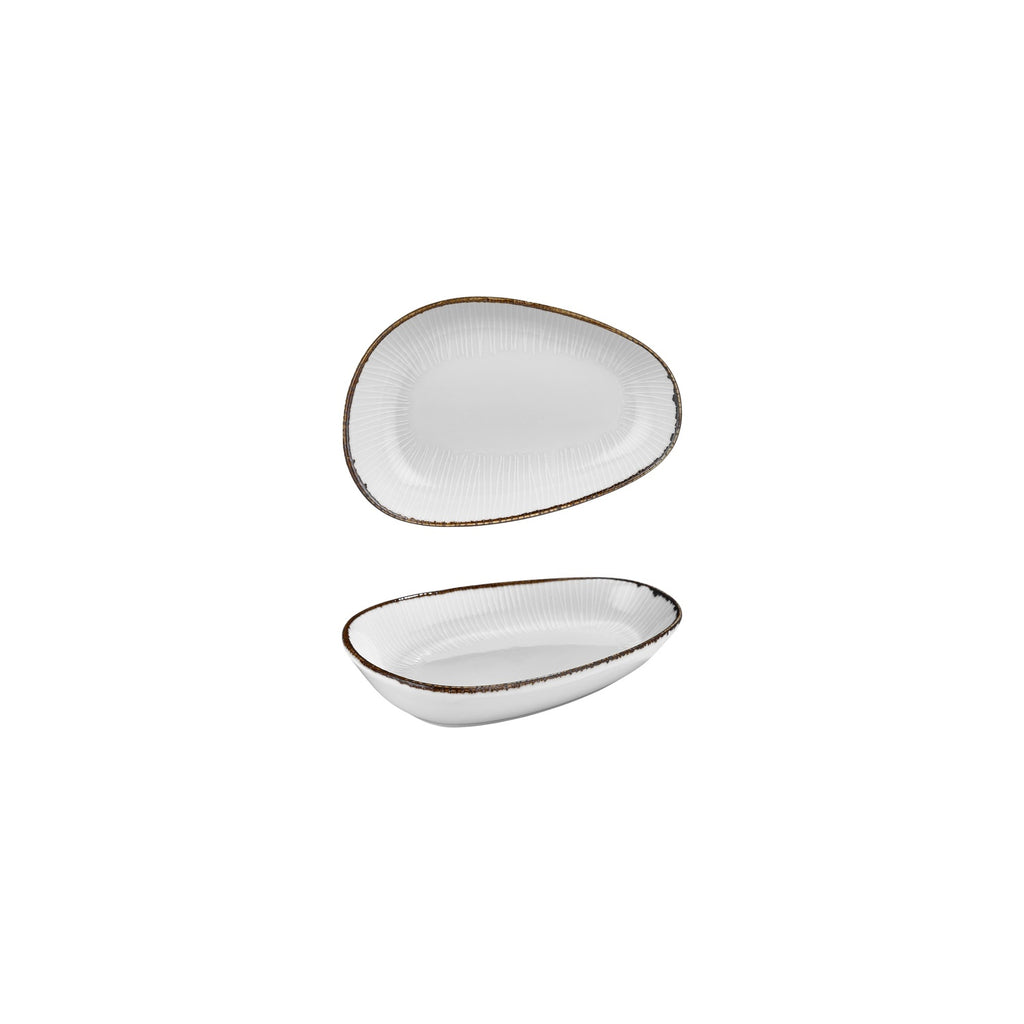 Turgla Grace 6.25Inch  x 4Inch  x h:1.25Inch  Organic Brown Vitrified Platter SKU: T-GREIS16OV-12
