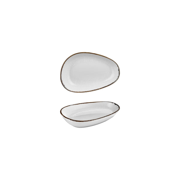 Turgla Grace 6.25Inch  x 4Inch  x h:1.25Inch  Organic Brown Vitrified Platter SKU: T-GREIS16OV-12