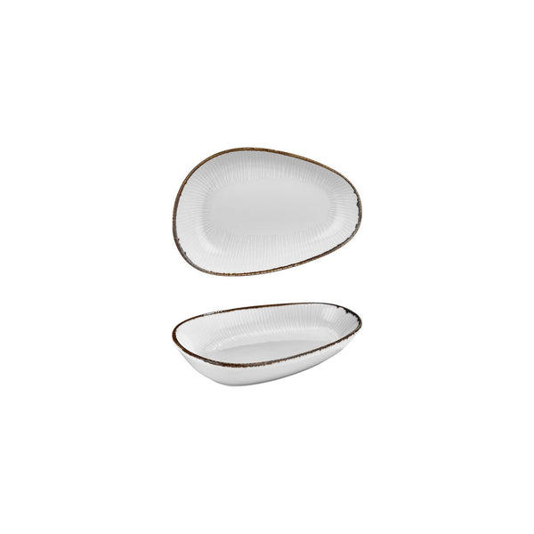 Turgla Grace 7.5Inch  x 4.75Inch  x h:1.5Inch  Organic Brown Vitrified Platter SKU: T-GREIS19OV-12
