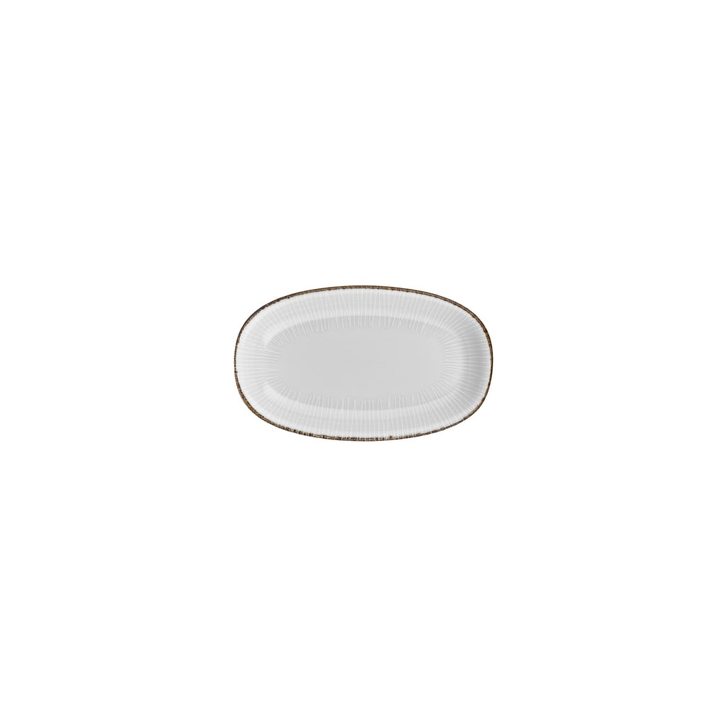 Turgla Grace 7.5Inch  x 4.25Inch  x h:1Inch  Oval Brown Vitrified Platter SKU: T-GREZT19OV-12