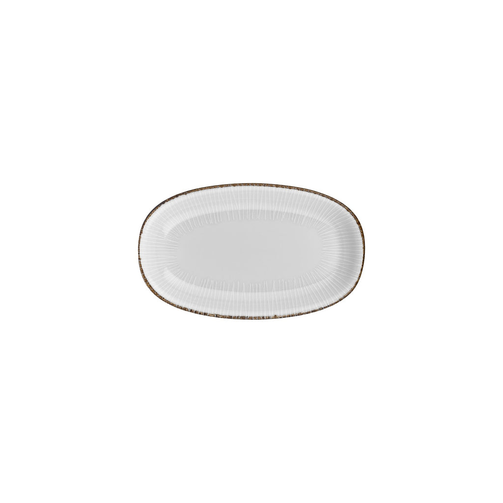 Turgla Grace 9.5Inch  x 5.75Inch  x h:1Inch  Oval Brown Vitrified Platter SKU: T-GREZT24OV-12