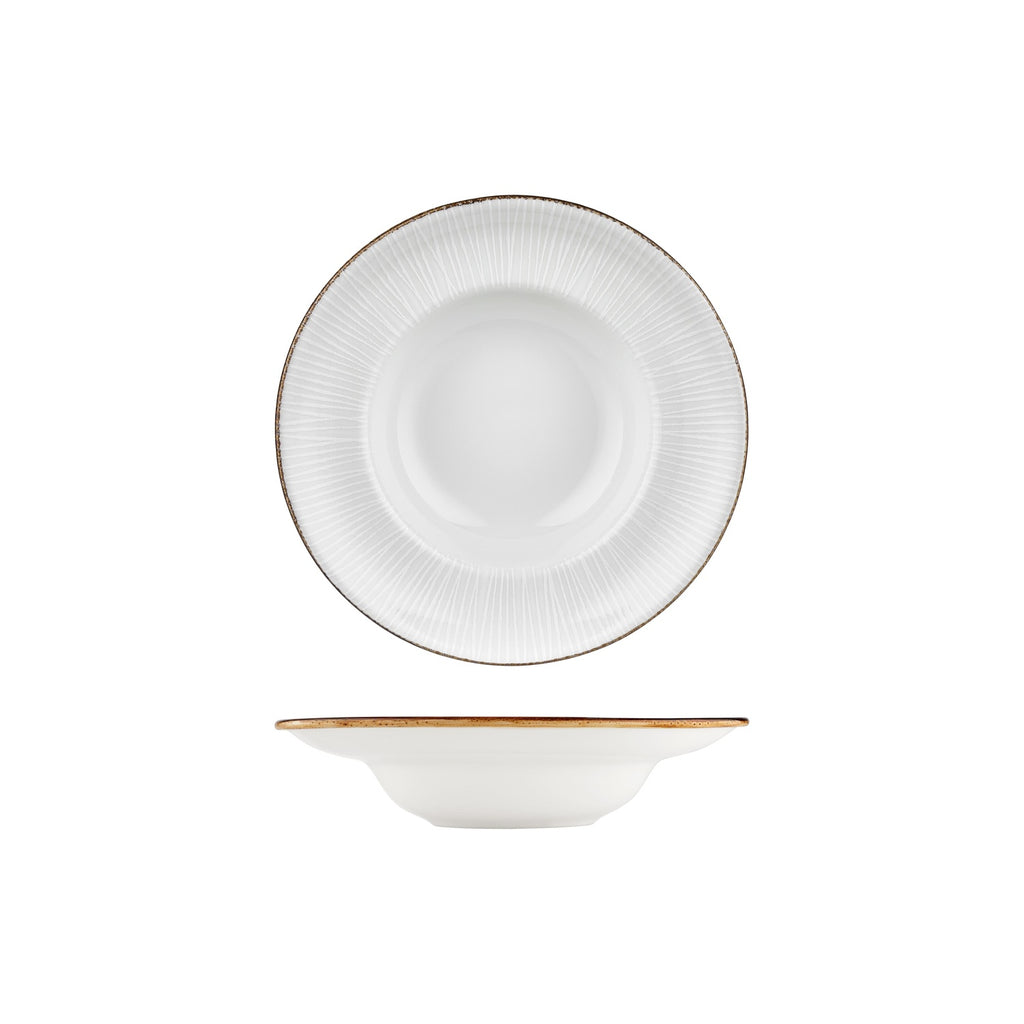 Turgla Grace dia.9.75Inch  h:2.25Inch  14 oz. Round Brown Vitrified Deep Plate SKU: T-GREZT25CK-6