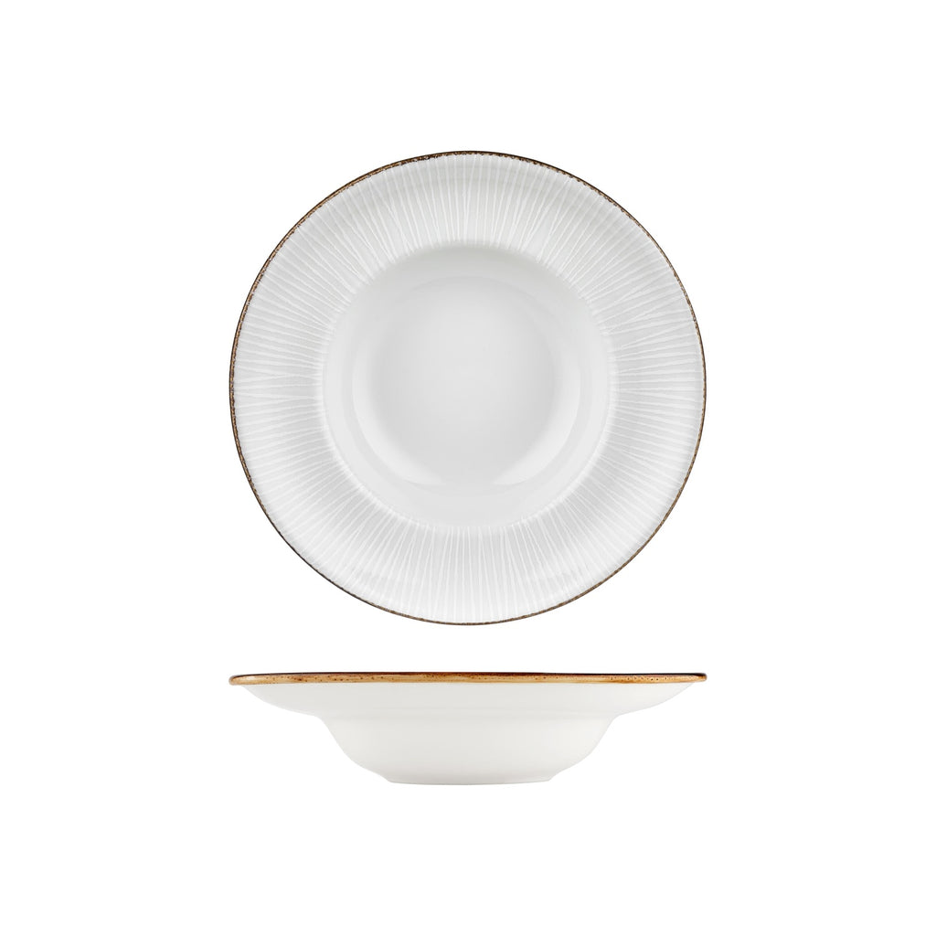 Turgla Grace dia.10.75Inch  h:2.5Inch  17 oz. Round Brown Vitrified Deep Plate SKU: T-GREZT27CK-6