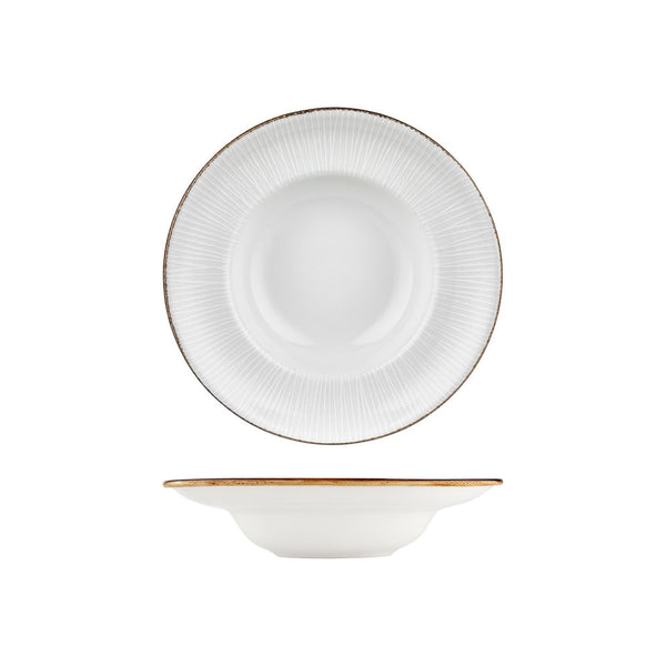 Turgla Grace dia.10.75Inch  h:2.5Inch  17 oz. Round Brown Vitrified Deep Plate SKU: T-GREZT27CK-6