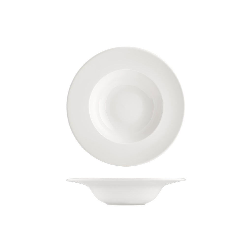 Turgla Banquet dia.9.75Inch  h:2Inch  14 oz. Round Warm White Vitrified Deep Plate SKU: T-GT25CK-6