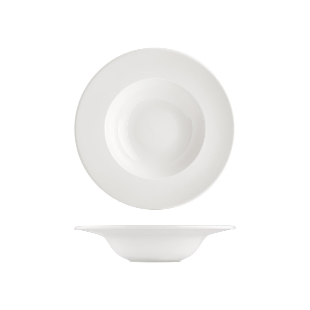 Turgla Banquet dia.11Inch  h:2.25Inch  16 oz. Round Warm White Vitrified Deep Plate SKU: T-GT28CK-6