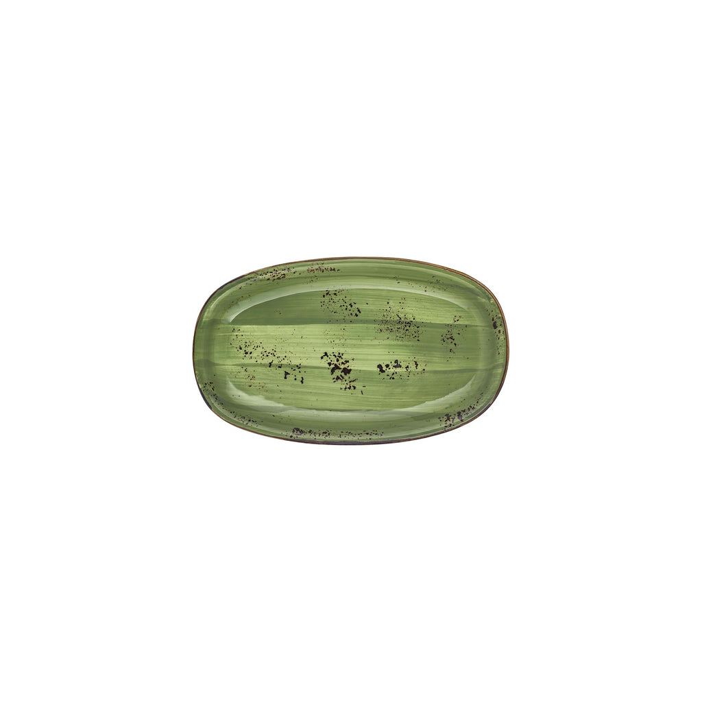 Turgla Breeze 9.5Inch  x 5.75Inch  x h:1Inch  Oval Green Vitrified Platter SKU: T-HABRZT24OV-12