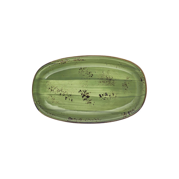 Turgla Breeze 13.5Inch  x 8Inch  x h:1.5Inch  Oval Green Vitrified Platter SKU: T-HABRZT34OV-6