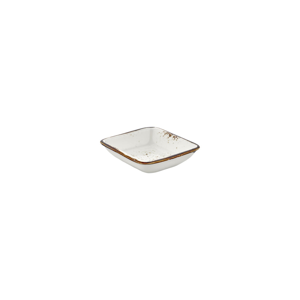 Turgla Harmony Elegance 4Inch  x 3.5Inch  x h:0.5Inch  2 oz. Square Brown Vitrified Bowl SKU: T-HAELAR13KS-24