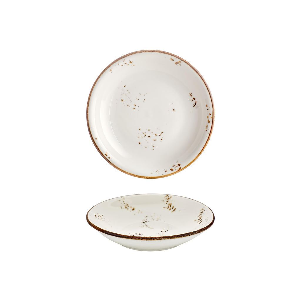 Turgla Harmony Elegance dia.9Inch  h:1.75Inch  34 oz. Round Brown Vitrified Deep Plate SKU: T-HAELFL23CK-6