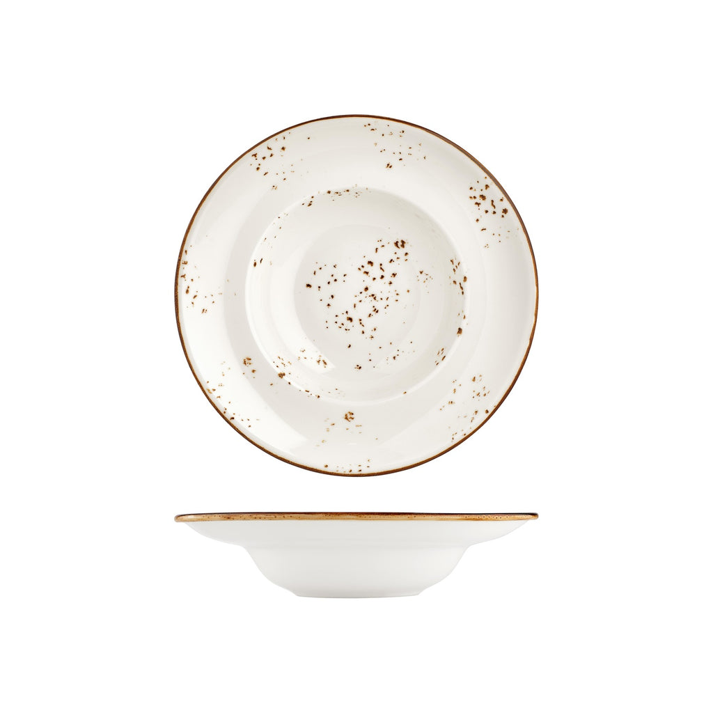 Turgla Harmony Elegance dia.10.75Inch  h:2.5Inch  17 oz. Round Brown Vitrified Deep Plate SKU: T-HAELZT27CK-6