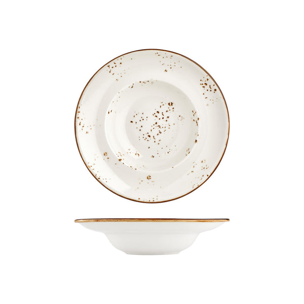 Turgla Harmony Elegance dia.10.75Inch  h:2.5Inch  17 oz. Round Brown Vitrified Deep Plate SKU: T-HAELZT27CK-6