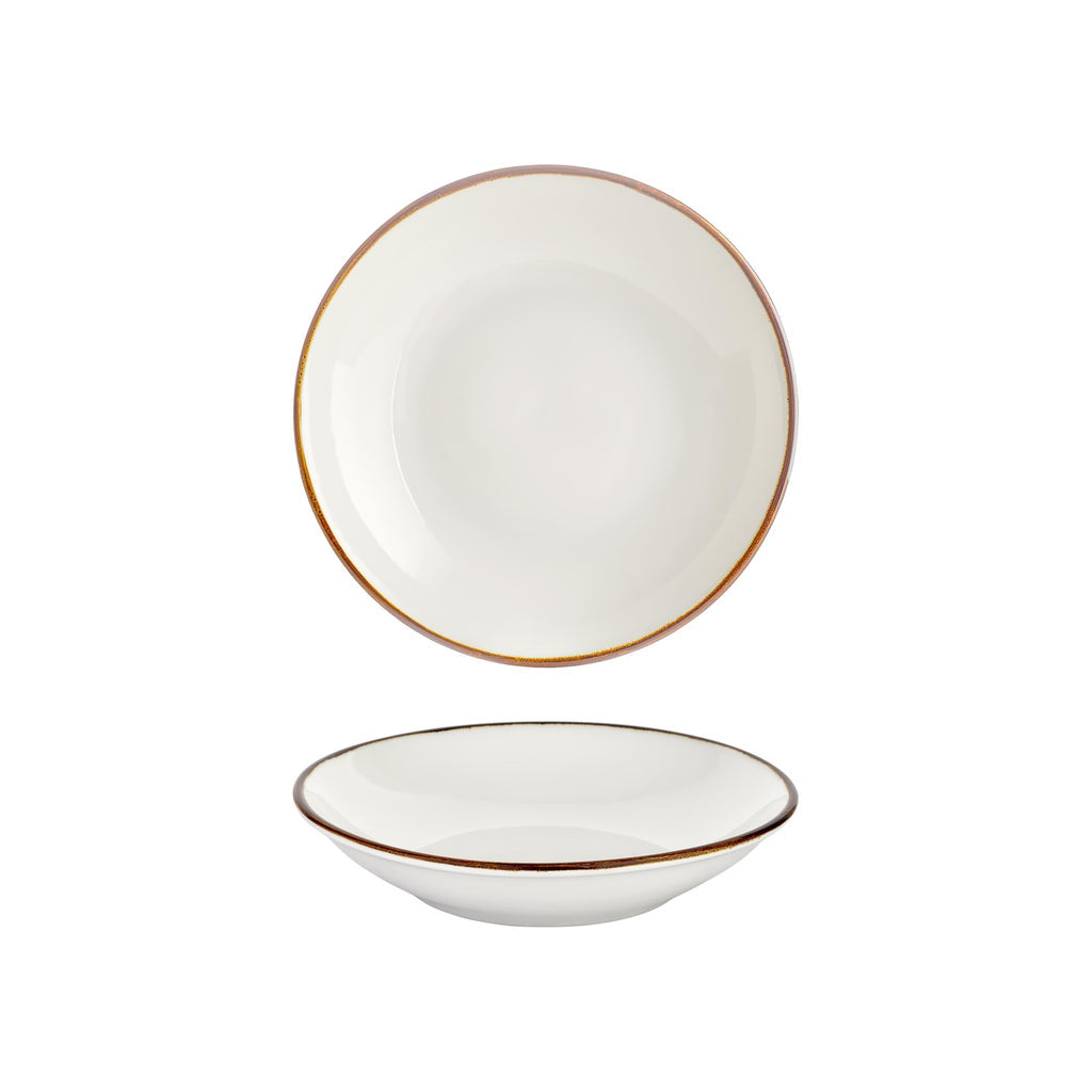 Turgla Gleam dia.9.75Inch  h:2Inch  44 oz. Round Brown Vitrified Deep Plate SKU: T-HAGLFL25CK-6