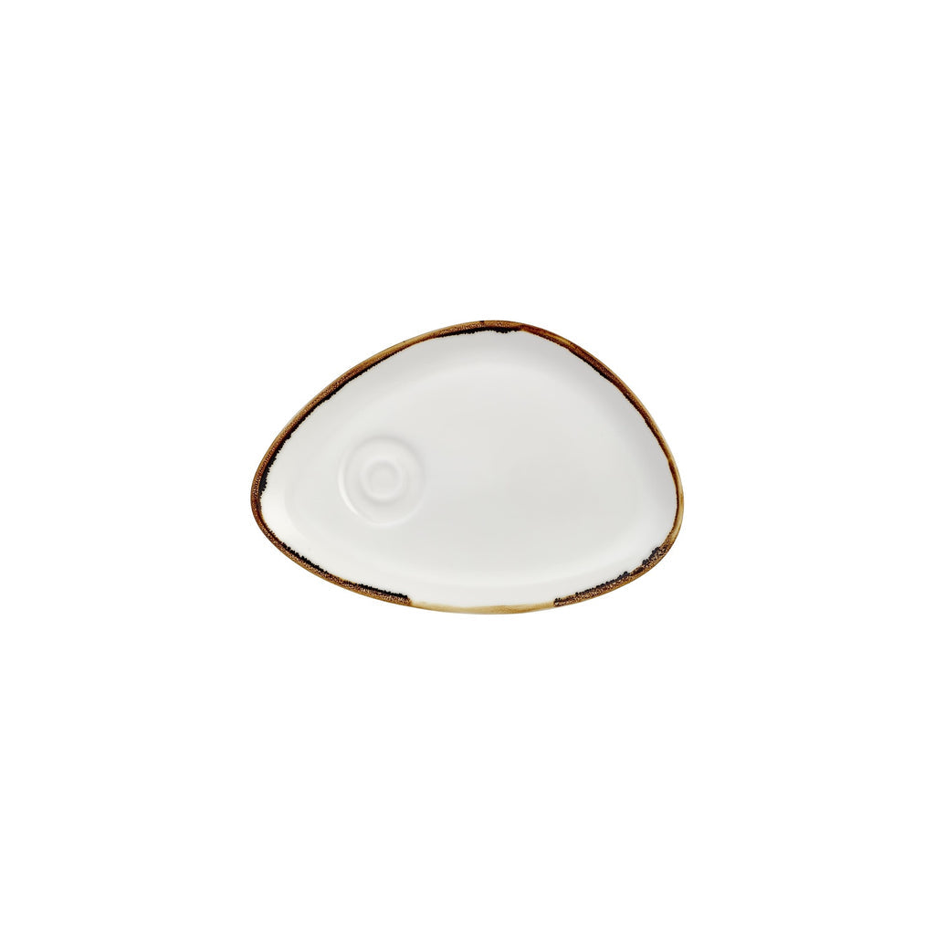 Turgla Gleam 9.75Inch  x 6.75Inch  x h:0Inch  Organic Brown Vitrified Saucer SKU: T-HAGLZT01STB-12