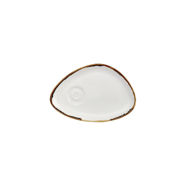 Turgla Gleam 9.75Inch  x 6.75Inch  x h:0Inch  Organic Brown Vitrified Saucer SKU: T-HAGLZT01STB-12