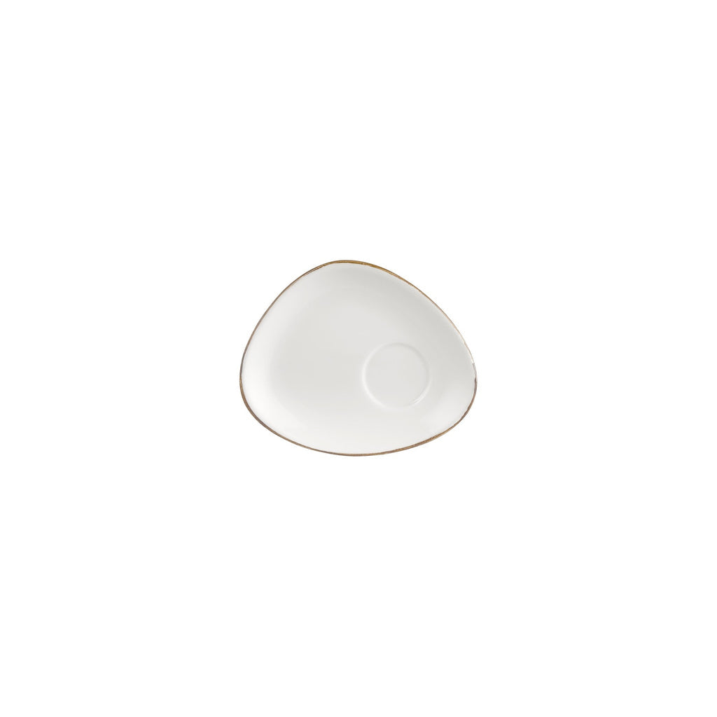 Turgla Gleam 5.5Inch  x 4.25Inch  x h:0Inch  Organic Brown Vitrified Saucer SKU: T-HAGLZT02STB-24