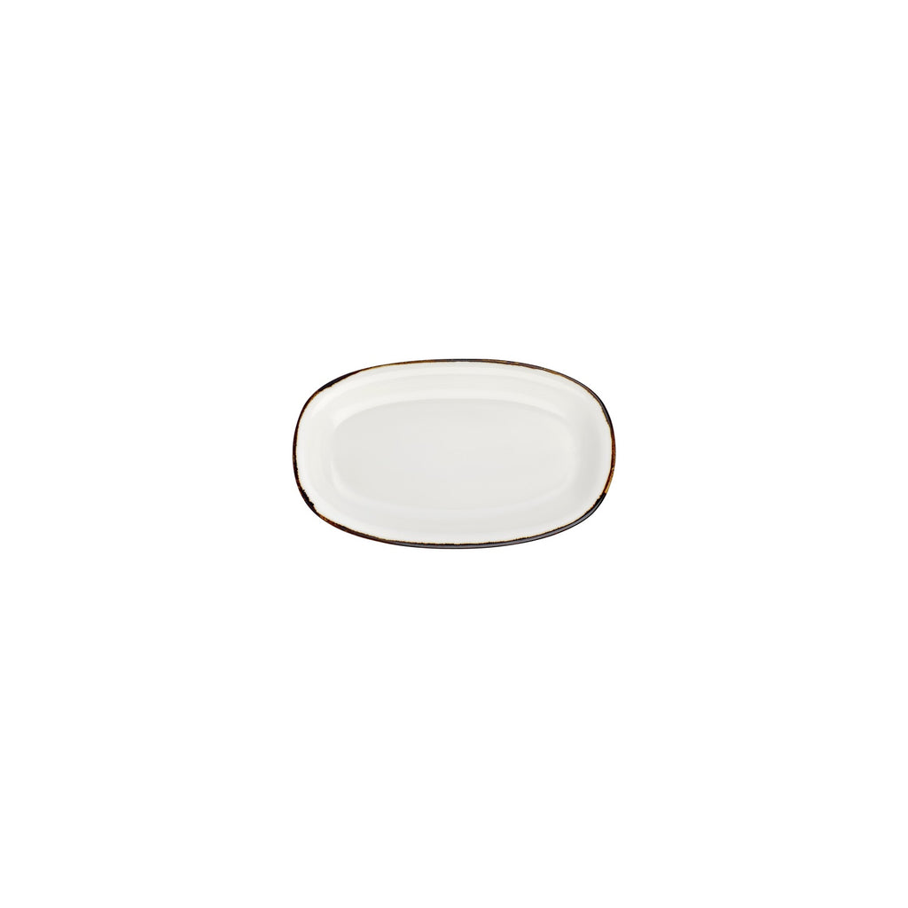Turgla Gleam 7.5Inch  x 4.25Inch  x h:1Inch  Oval Brown Vitrified Platter SKU: T-HAGLZT19OV-12