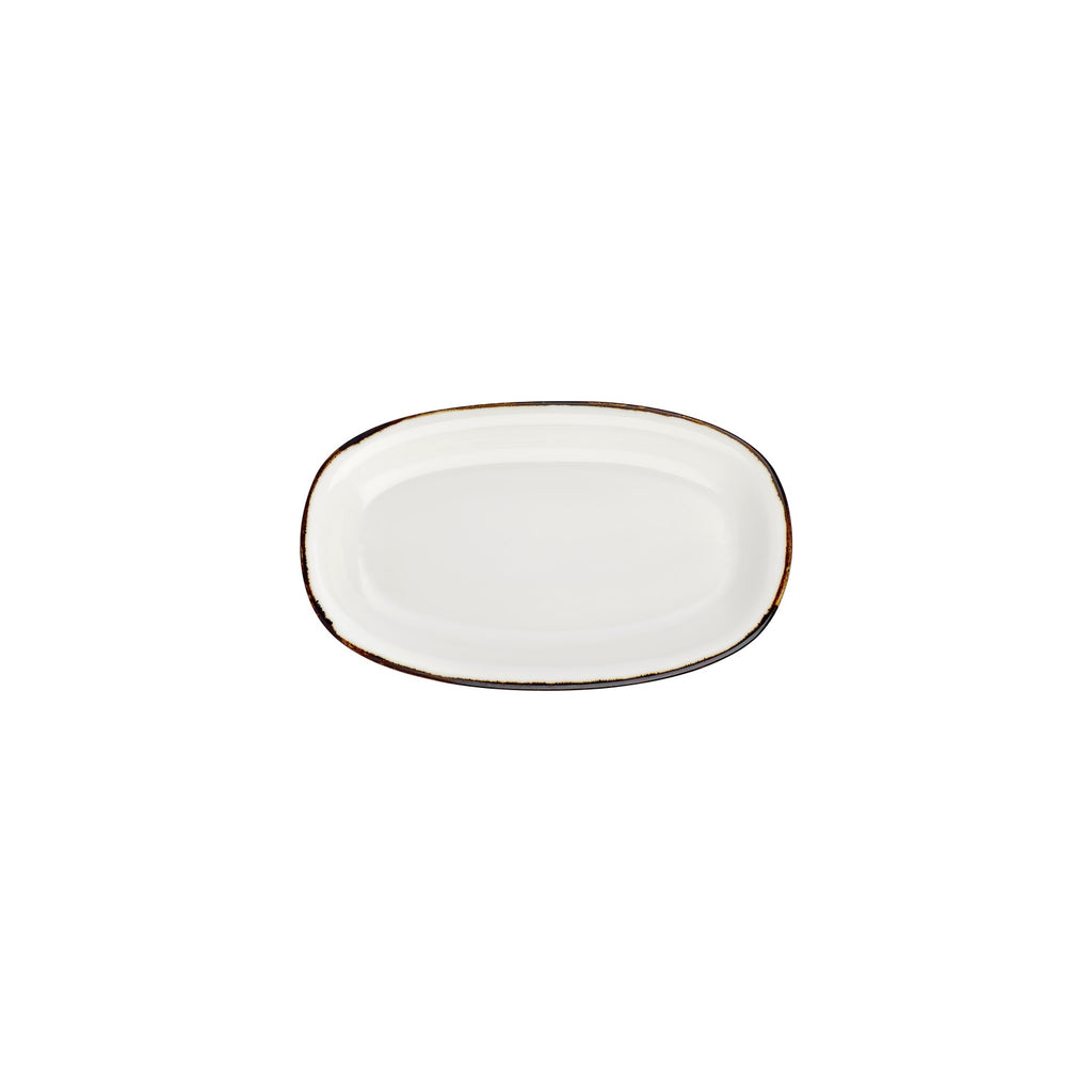 Turgla Gleam 9.5Inch  x 5.75Inch  x h:1Inch  Oval Brown Vitrified Platter SKU: T-HAGLZT24OV-12