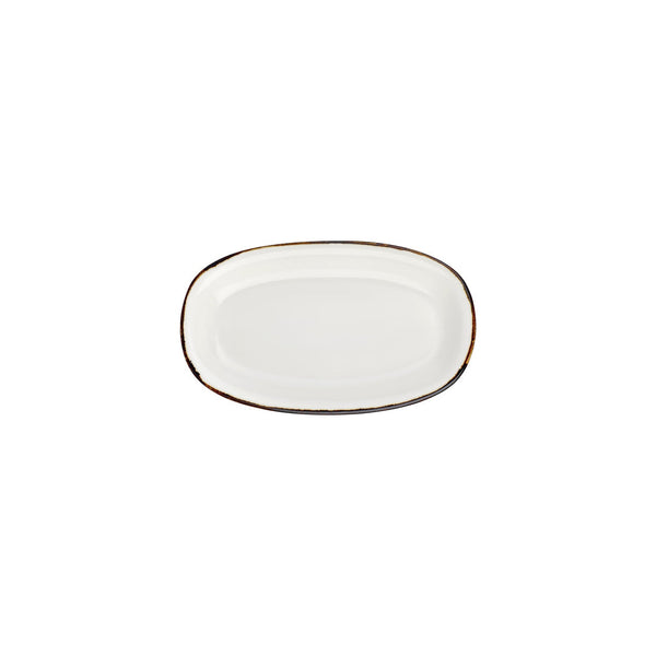 Turgla Gleam 9.5Inch  x 5.75Inch  x h:1Inch  Oval Brown Vitrified Platter SKU: T-HAGLZT24OV-12