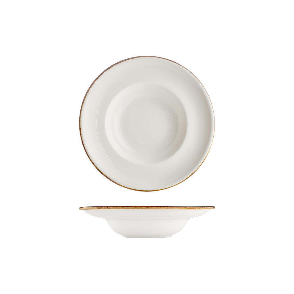 Turgla Gleam dia.9.75Inch  h:2.25Inch  14 oz. Round Brown Vitrified Deep Plate SKU: T-HAGLZT25CK-6