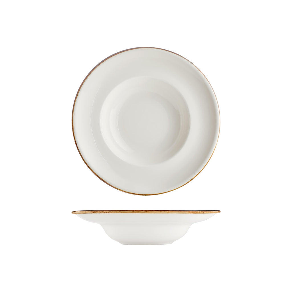 Turgla Gleam dia.10.75Inch  h:2.5Inch  17 oz. Round Brown Vitrified Deep Plate SKU: T-HAGLZT27CK-6