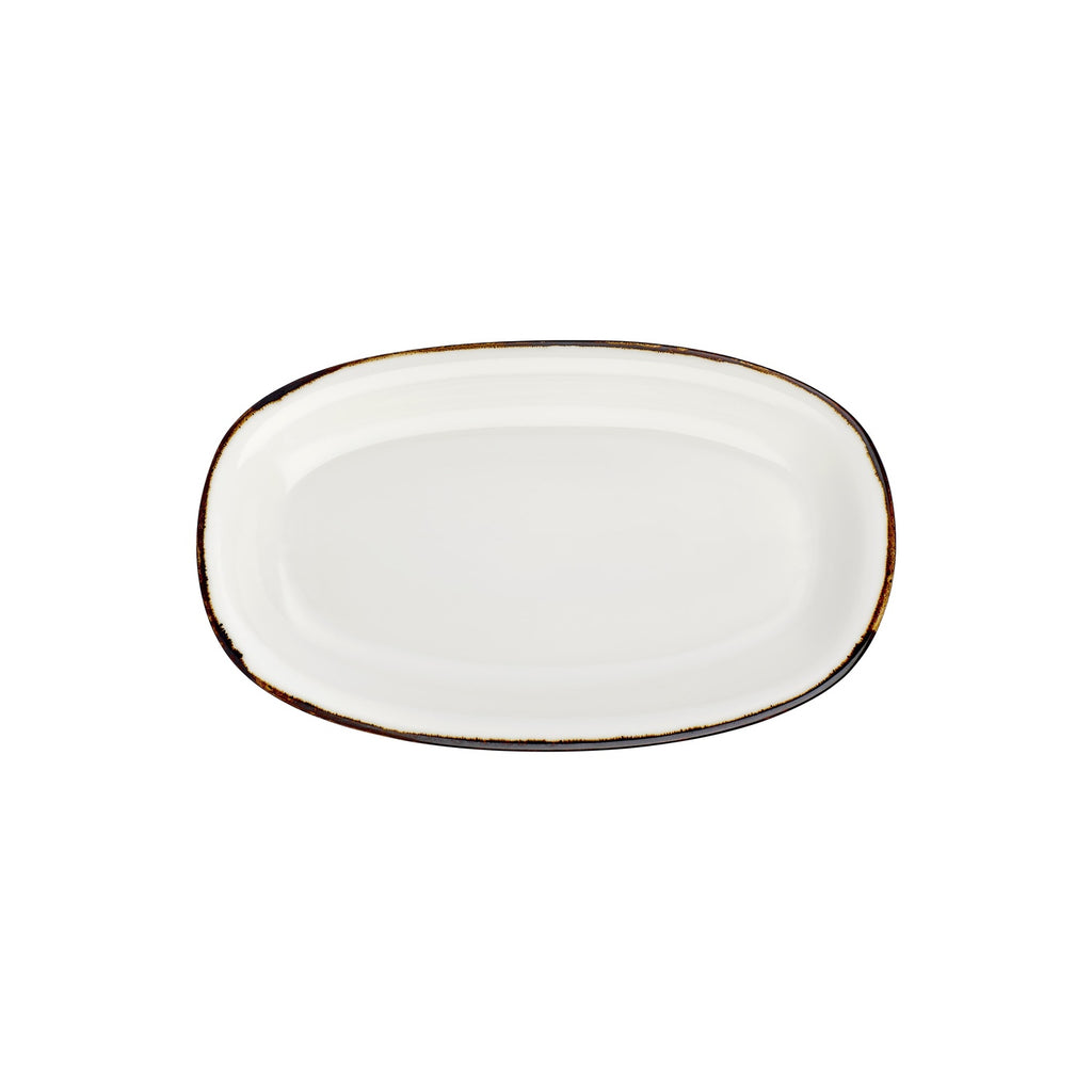 Turgla Gleam 13.5Inch  x 8Inch  x h:1.5Inch  Oval Brown Vitrified Platter SKU: T-HAGLZT34OV-6