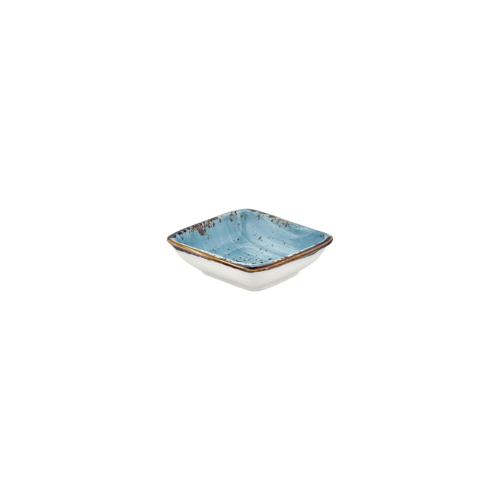 Turgla Infinity 4Inch  x 3.5Inch  x h:0.5Inch  2 oz. Square Turquoise Vitrified Bowl SKU: T-HAINAR13KS-24