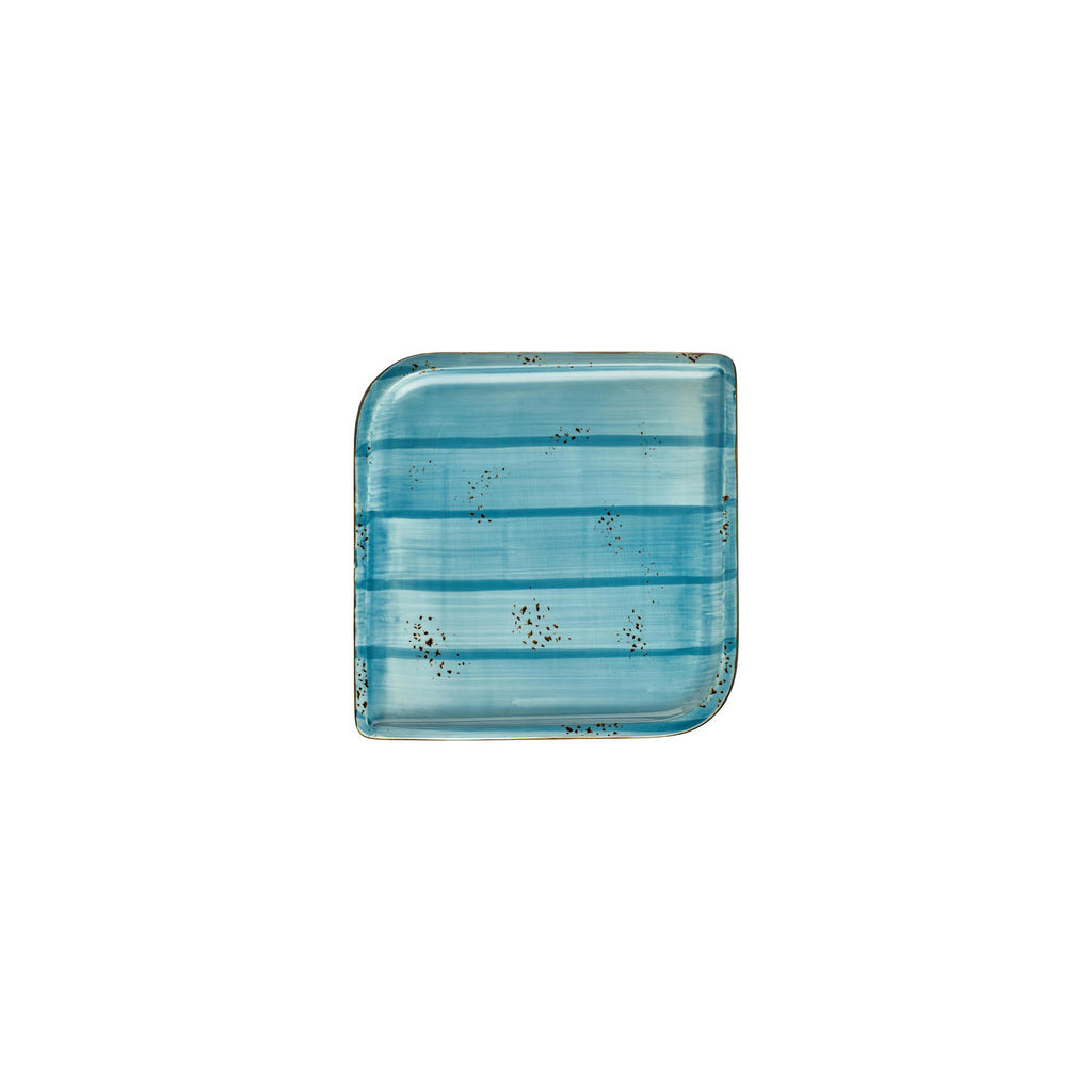 Turgla Infinity 7.5Inch  x 7.5Inch  Square Turquoise Vitrified Plate SKU: T-HAINAR25KR-12