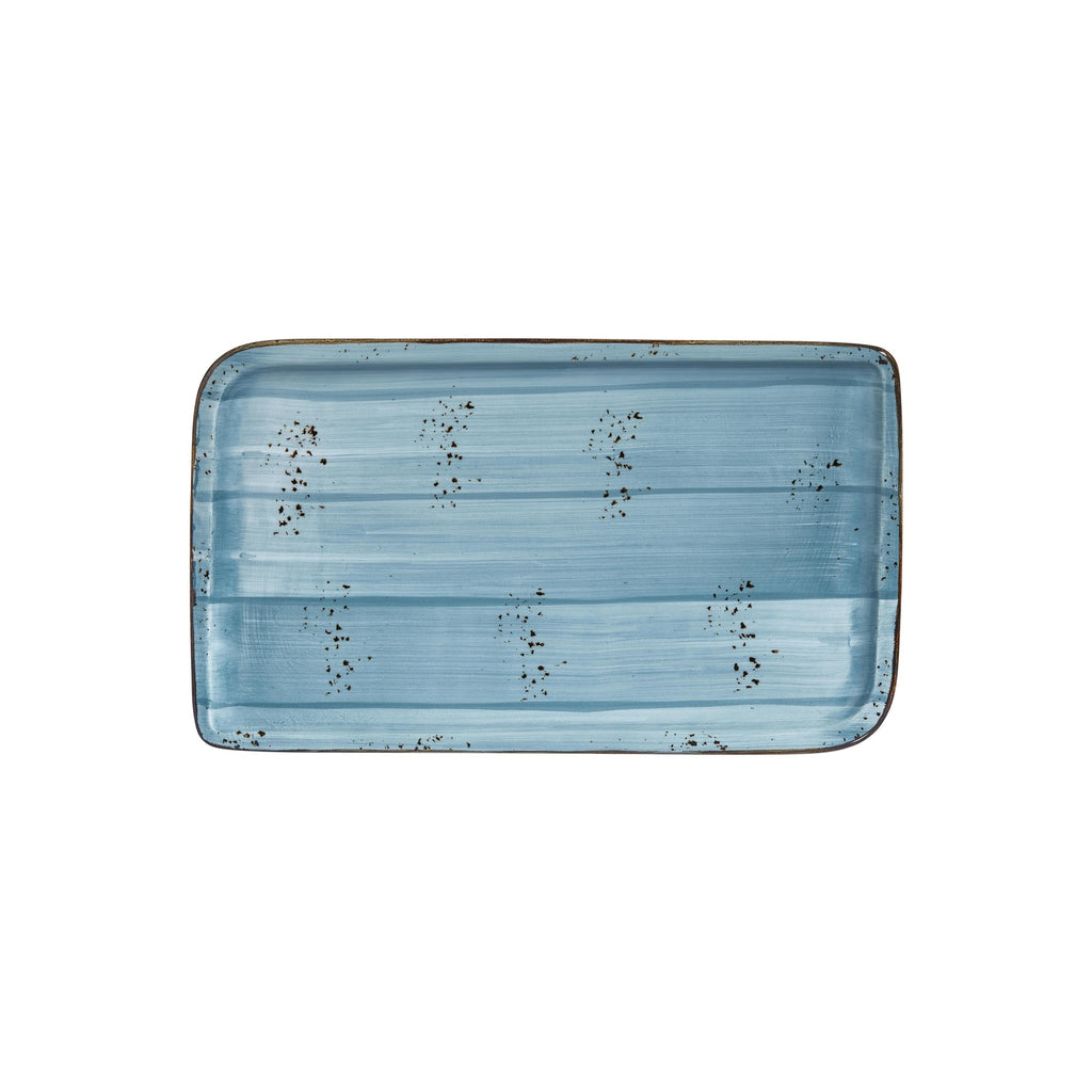 Turgla Infinity 13.75Inch  x 8.25Inch  x h:0Inch  Rectangular Turquoise Vitrified Platter SKU: T-HAINAR40DT-6
