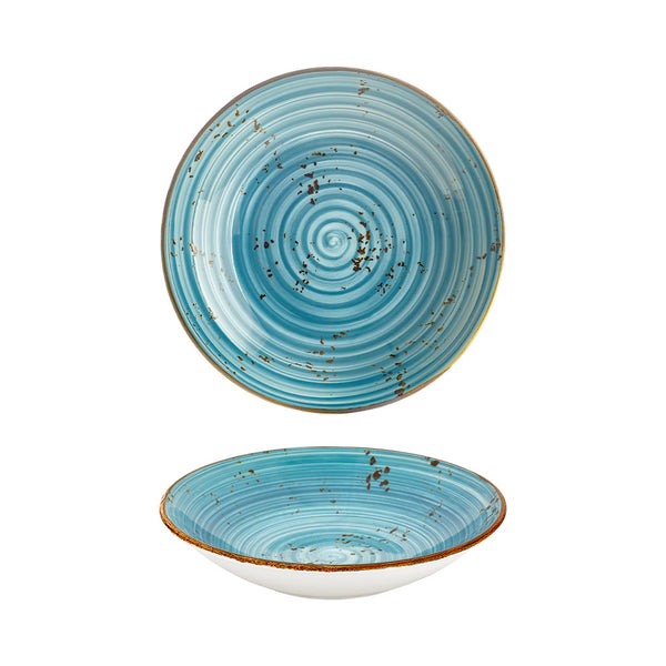 Turgla Infinity dia.11Inch  h:0Inch  57 oz. Round Turquoise Vitrified Deep Plate SKU: T-HAINFL28CK-6