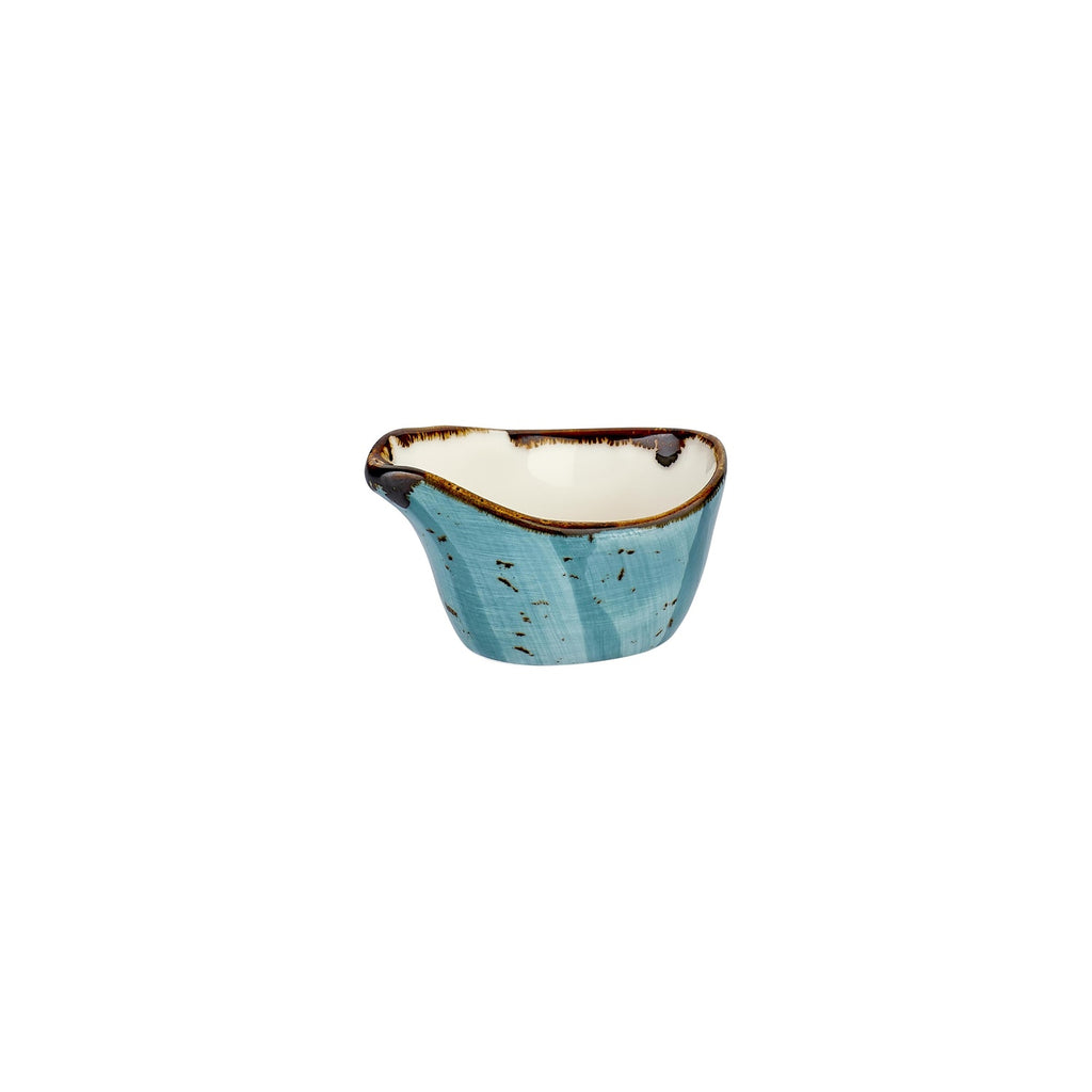 Turgla Infinity 3.25Inch  x 2Inch  x h:0Inch  2 oz. Oval Turquoise Vitrified Creamer SKU: T-HAINZT01ST-24