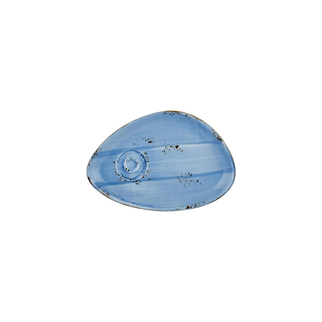 Turgla Infinity 9.75Inch  x 6.75Inch  x h:0Inch  Organic Turquoise Vitrified Saucer SKU: T-HAINZT01STB-12