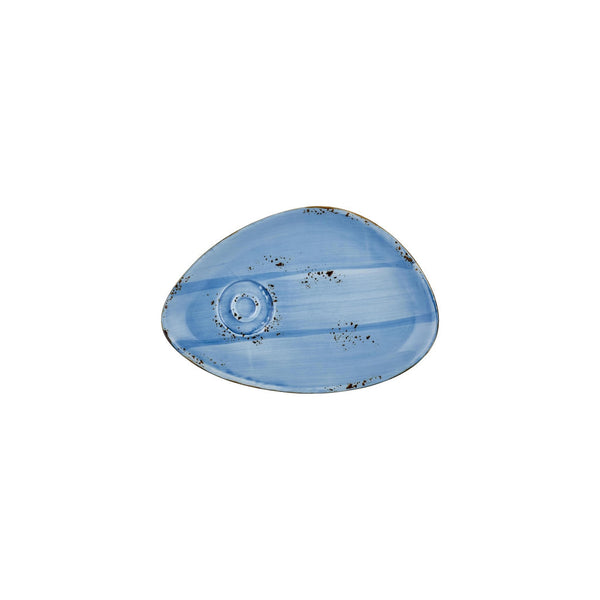 Turgla Infinity 9.75Inch  x 6.75Inch  x h:0Inch  Organic Turquoise Vitrified Saucer SKU: T-HAINZT01STB-12