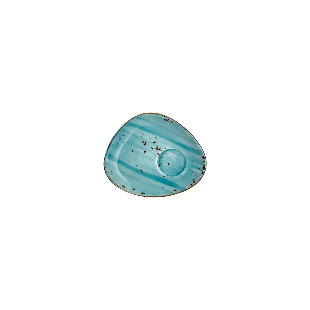 Turgla Infinity 5.5Inch  x 4.25Inch  x h:0Inch  Organic Turquoise Vitrified Saucer SKU: T-HAINZT02STB-24