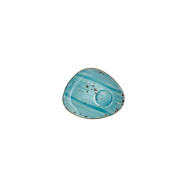 Turgla Infinity 5.5Inch  x 4.25Inch  x h:0Inch  Organic Turquoise Vitrified Saucer SKU: T-HAINZT02STB-24